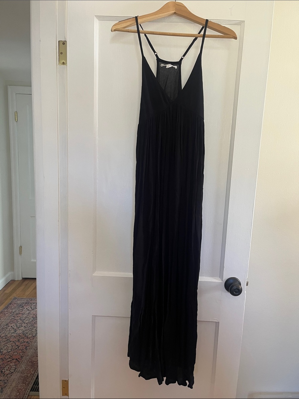 O'Neill Black Spaghetti-Strap V-Neck Maxi Dress Coverup Beach Pool Resort XS